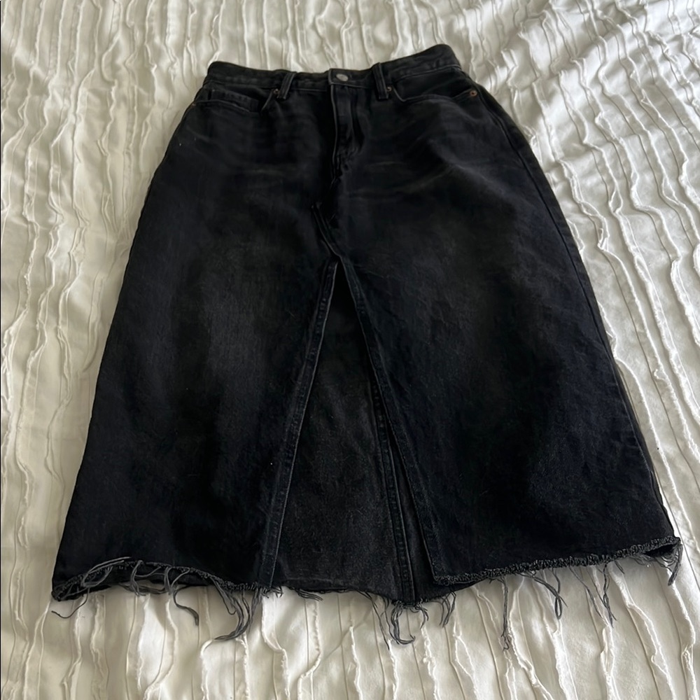 Old Navy Black Denim Midi Skirt